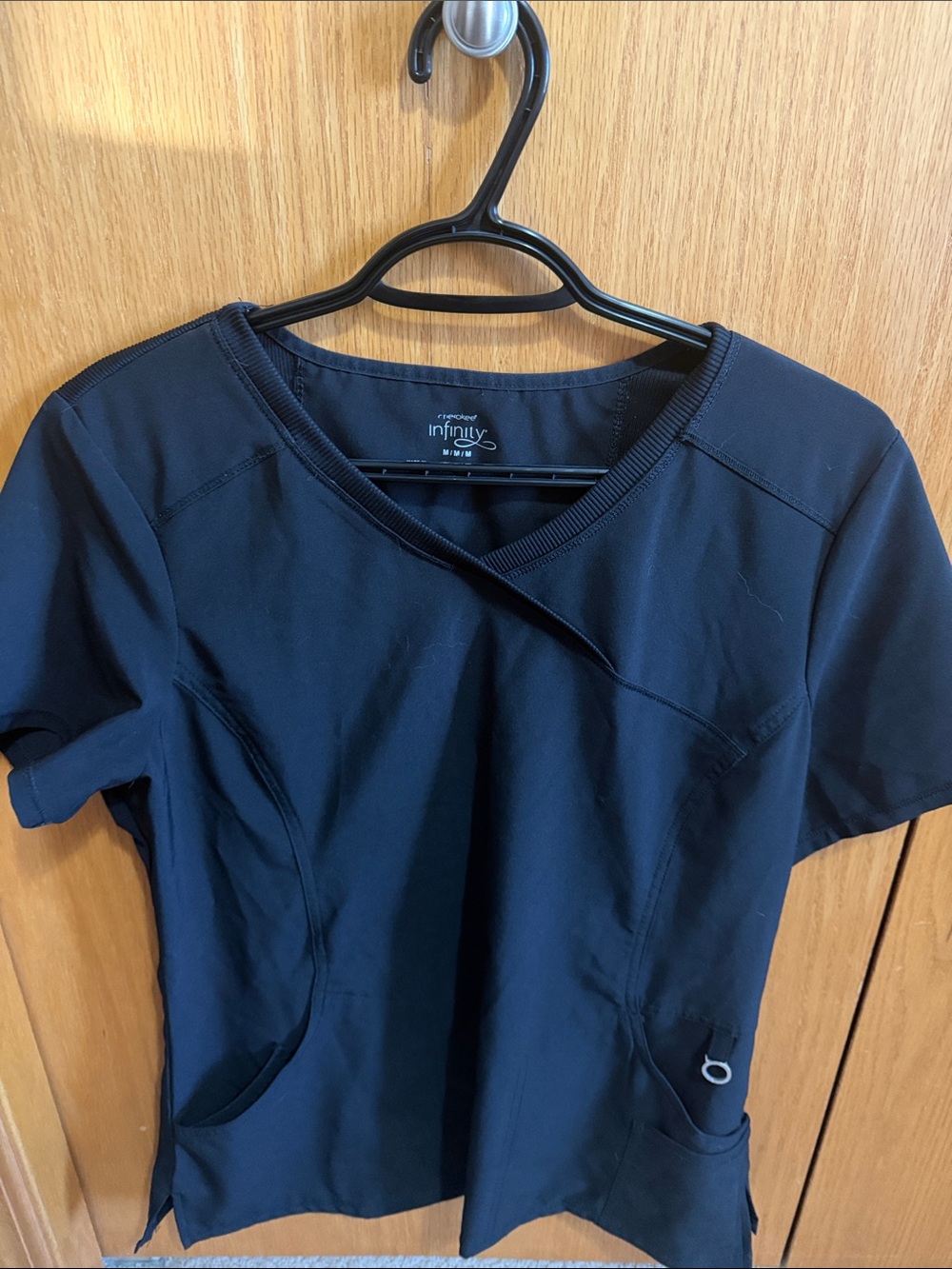 NFINITY Black Women’s V-Neck Short Sleeve Scrub Top